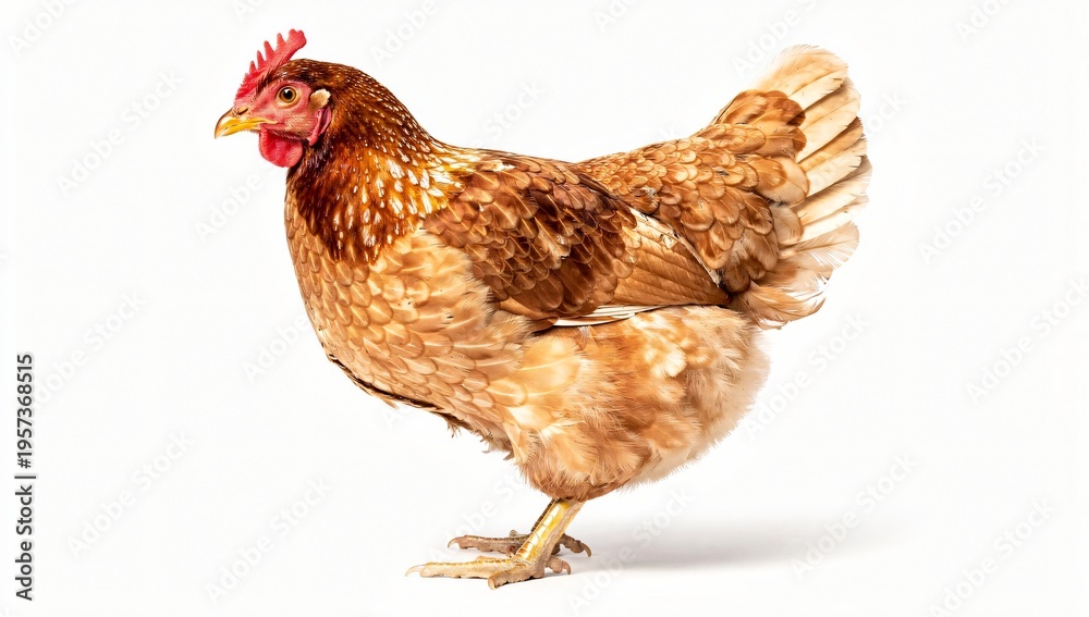 Fototapeta premium Poultry Hen Full Body Isolated on White Minimal Background