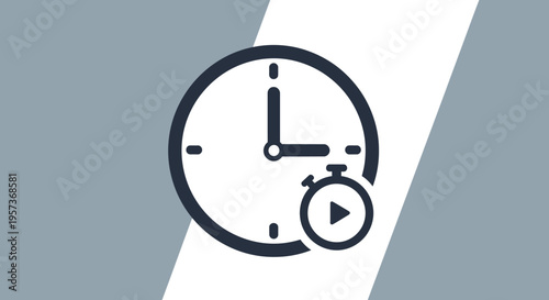 Clock Icon with Stopwatch Overlay, Time Management Concept