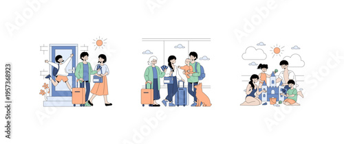 Family Vacation Planning in Vector Illustration