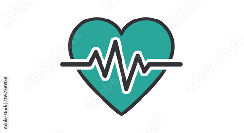 Heartbeat Icon - Medical Health Care & Cardiology Concept