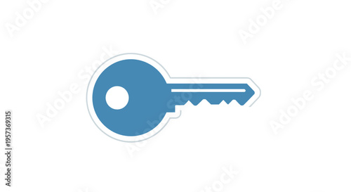 Blue Key Icon Vector Illustration