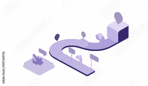 Abstract isometric career journey path with progress markers success concept vector