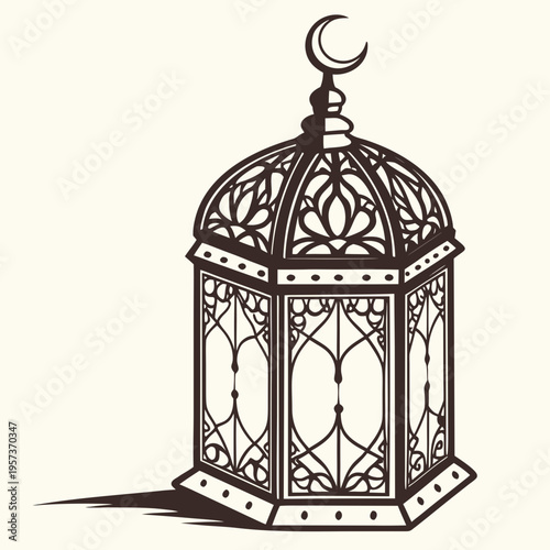 Lantern with Crescent Moon Finial decorative hanging lantern