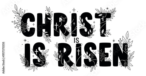 Christian Easter typography, inspirational religious lettering decorative vintage style