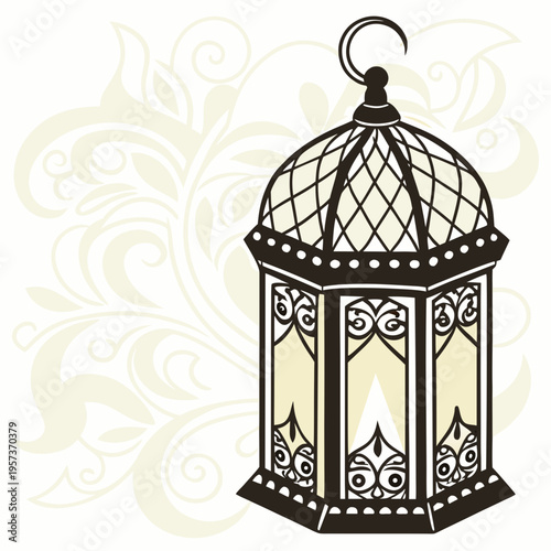 Black Lantern with Floral Background decorative hanging lantern