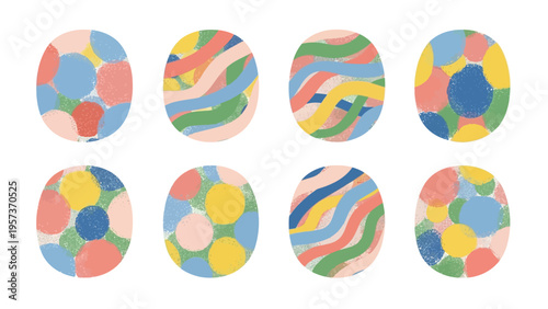 Happy Easter Greeting Card Collection Featuring Colorful Painted Eggs with Abstract Patterns and Designs