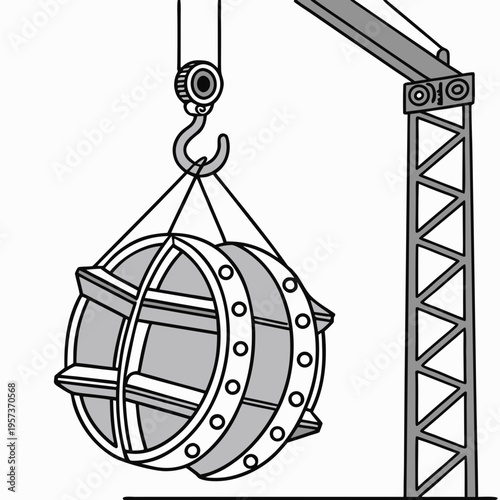 Crane lifting metal cage construction industry