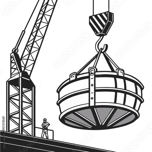 Construction worker and crane lifting equipment industry