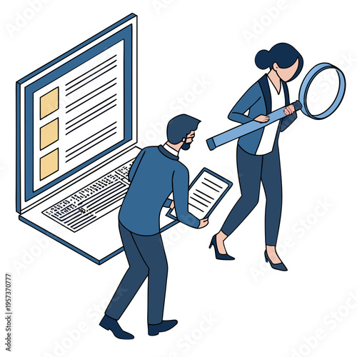 People working together to search for information on laptop