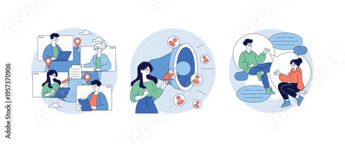 People Working and Collaborating Vector Illustration