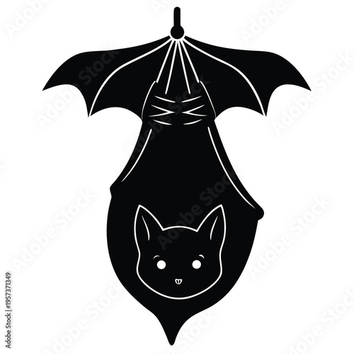 A stylized minimalist graphic design representing the face of a cat with simple geometric shapes Vector, illustration