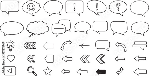 Speech bubble set blank comic balloon empty dialogue cloud cartoon shape vector illustration creative design isolated on red background 