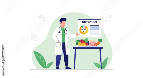 Doctor Presents Nutrition Chart and Healthy Food Options