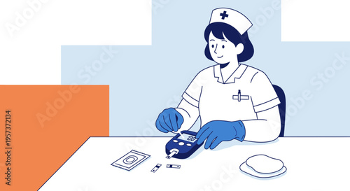 Nurse checking blood sugar level with glucose meter, diabetes test, medical care concept
