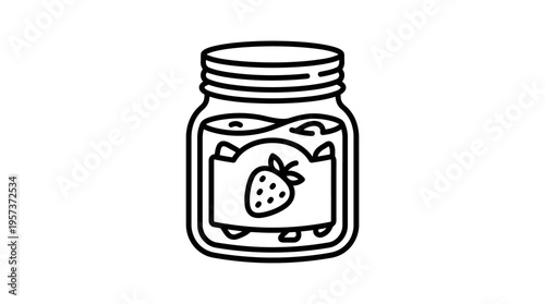 Outline of a Jam Jar with Strawberry Label