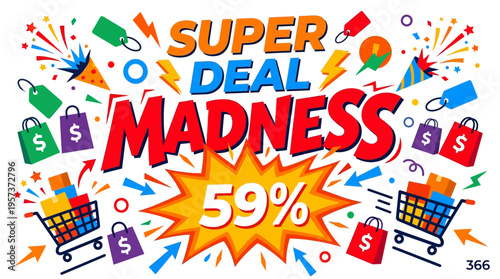 Super Deal Madness Sale Graphic With Fireworks