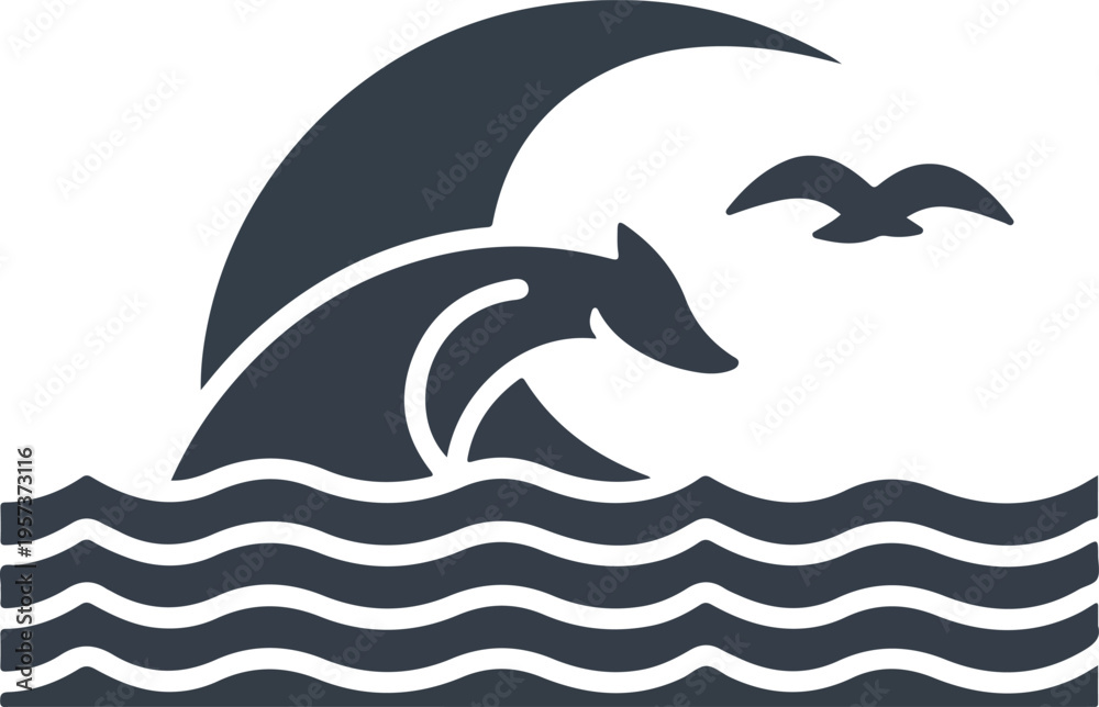 Fototapeta premium A dolphin jumping out of a wave