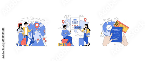 Travel Planning and Booking Vector Illustration