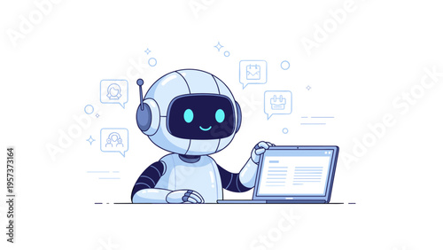 Friendly robot using laptop for communication and data analysis