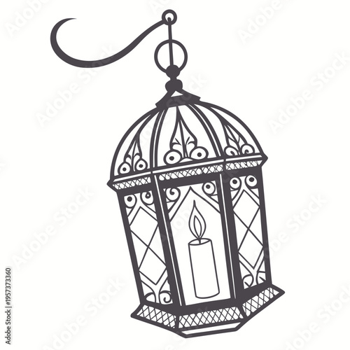 Black and white lantern with candle inside candle lantern