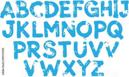 Grunge alphabet with capital letters. Dirty textured vector font. Typographic distressed font with dry brush strokes. Hand drawn characters with a rough inked texture.