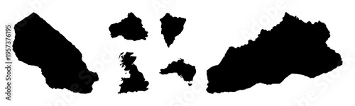 Map set with folded silhouette composed of lines and shading featuring travel, geography, navigation with simplicity and precision