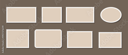 Canvastavla Postal Stamp Border Templates, Perforated Frame Shapes Vector Collection