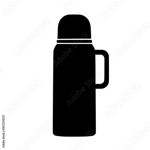 Bottle thermos flat style black white icon 