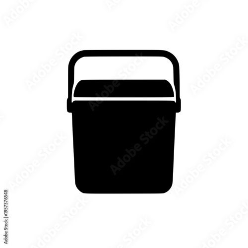 Portable cooler box black white icon 