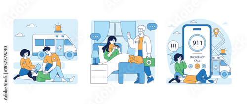 Emergency Response and Healthcare Vector Illustration