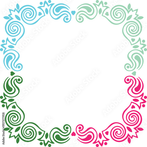 Beautiful flower art and color floral frame design