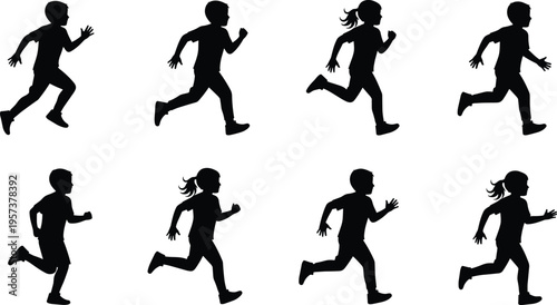 kids, running, silhouette, children, jogging, sprint, play, active, motion, speed, fitness, outdoor, activity, energy, healthy, lifestyle, fun, movement, childhood, exercise