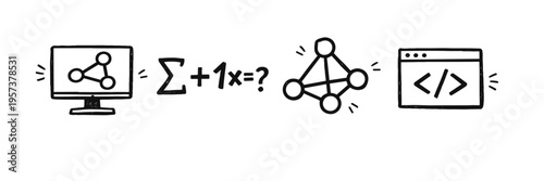 Symbols of computer science: algorithm, equation, graph theory, coding