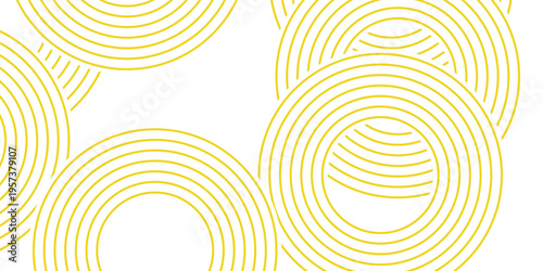 Doodle banner with yellow ramen pattern on white background. Wave abstract pattern.