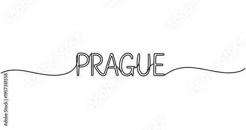 Elegant prague text design with artistic line detail. No editable strokes