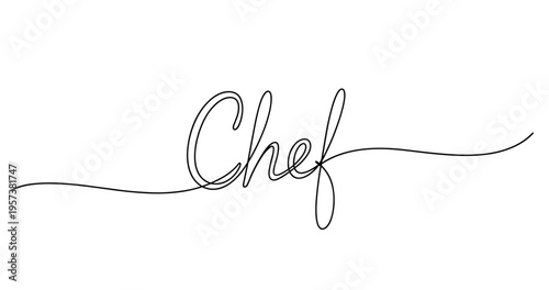 Elegant continuous line art of the word 'chef' with flowing script. No editable strokes