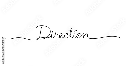 Elegant cursive typeface spelling 'direction' in black script. No editable strokes