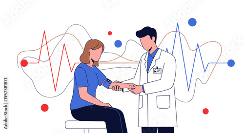 Doctor checking patient's blood pressure, medical checkup, healthcare concept