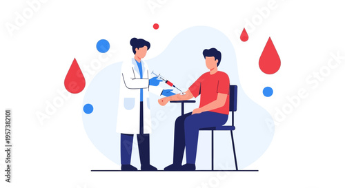 Doctor drawing blood from patient for medical test, healthcare concept