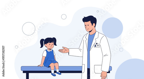 Doctor Consults Young Girl Patient in Clinic