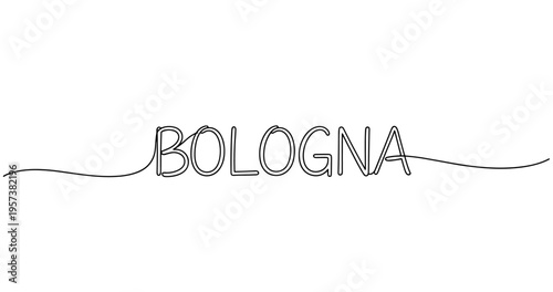 Continuous line drawing of 'bologna' text in stylish font on white background. No editable strokes