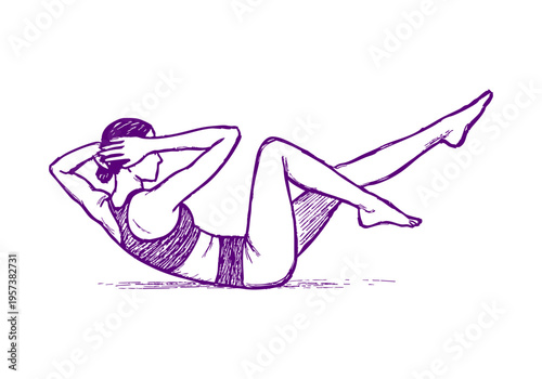 Pilates hand drawn simple sketch vector illustration