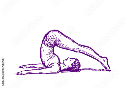 Pilates hand drawn simple sketch vector illustration