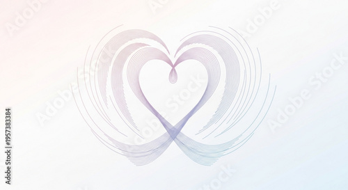 Interconnected heart shapes in soft pink and blue hues on white background symbolizing love and connection