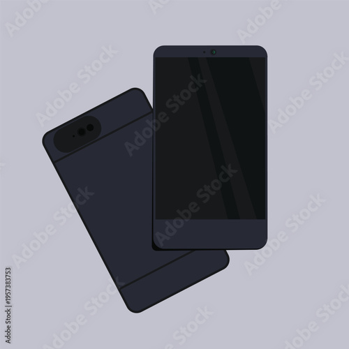 Vector illustration of a smart mobile phone with a blank digital touch screen isolated on white for modern communication technology