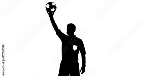 Football Referee Holding Ball Silhouette
