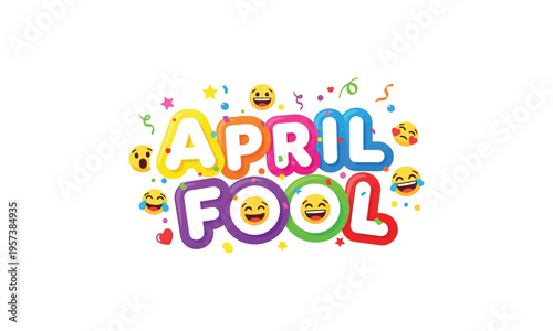 Vibrant april fool's day graphic with emoticons
