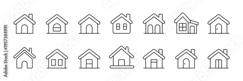 House Home Icon Set  Real Estate Building, Property, Residence Outline and Solid Vector Icons .eps10