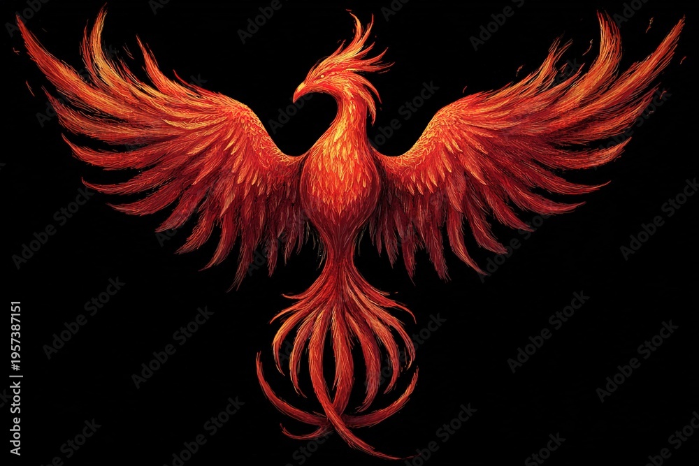 Fototapeta premium fire phoenix tattoo design concept