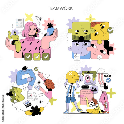 Collaborative Teamwork Concepts in Vector Illustration